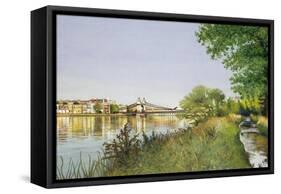 Hammersmith Bridge-Isabel Hutchison-Framed Stretched Canvas