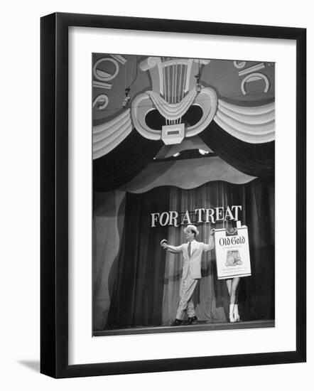 Hamming it Up During the Television Presentation of "Stop the Music," Beside Sponsor Cigarette Pack-Martha Holmes-Framed Photographic Print