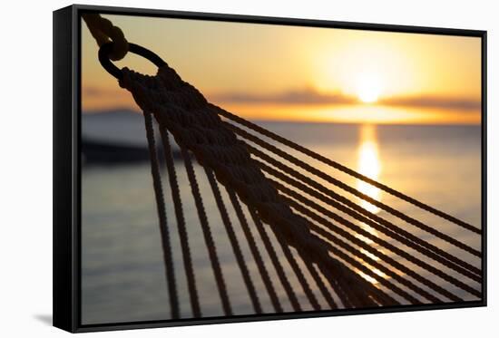 Hammock and Beach at Sunset-Frank Fell-Framed Stretched Canvas