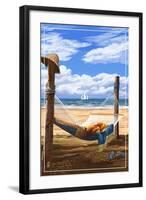 Hammock and Posts-Lantern Press-Framed Art Print