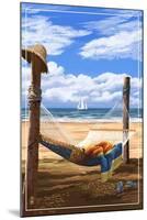 Hammock and Posts-Lantern Press-Mounted Art Print