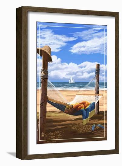 Hammock and Posts-Lantern Press-Framed Art Print