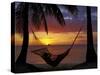 Hammock and Sunset, Plantation Island Resort, Malolo Lailai Island, Mamanuca Islands, Fiji-David Wall-Stretched Canvas