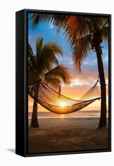 Hammock and Sunset-Lantern Press-Framed Stretched Canvas