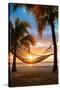 Hammock and Sunset-Lantern Press-Stretched Canvas