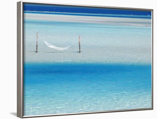 Hammock Hanging in Shallow Clear Water, Maldives, Indian Ocean, Asia-Sakis Papadopoulos-Framed Photographic Print