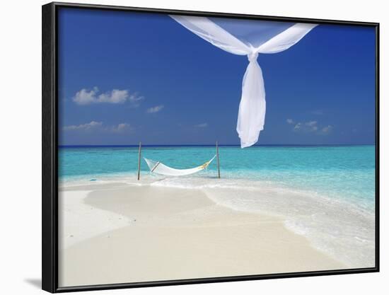 Hammock Hanging in Shallow Clear Water, the Maldives, Indian Ocean, Asia-Sakis Papadopoulos-Framed Photographic Print