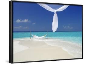 Hammock Hanging in Shallow Clear Water, the Maldives, Indian Ocean, Asia-Sakis Papadopoulos-Framed Photographic Print