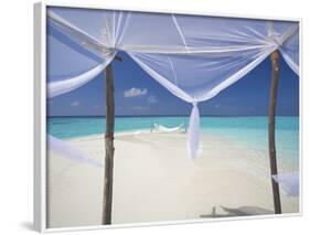 Hammock Hanging in Shallow Clear Water, the Maldives, Indian Ocean, Asia-Sakis Papadopoulos-Framed Photographic Print