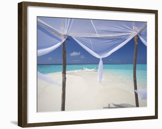 Hammock Hanging in Shallow Clear Water, the Maldives, Indian Ocean, Asia-Sakis Papadopoulos-Framed Photographic Print