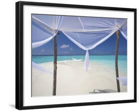 Hammock Hanging in Shallow Clear Water, the Maldives, Indian Ocean, Asia-Sakis Papadopoulos-Framed Photographic Print