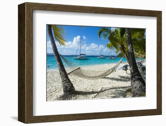 Hammock hanging on famous White Bay, Jost Van Dyke, British Virgin Islands, West Indies, Caribbean,-Michael Runkel-Framed Photographic Print