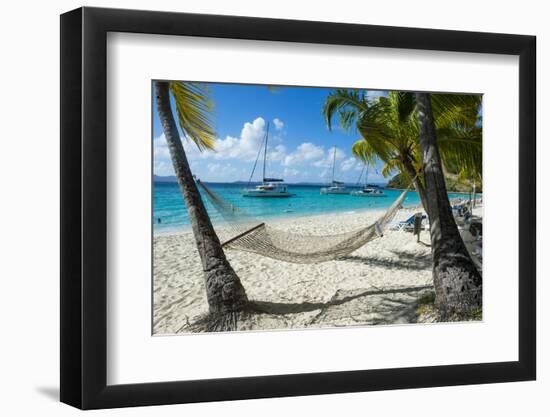 Hammock hanging on famous White Bay, Jost Van Dyke, British Virgin Islands, West Indies, Caribbean,-Michael Runkel-Framed Photographic Print