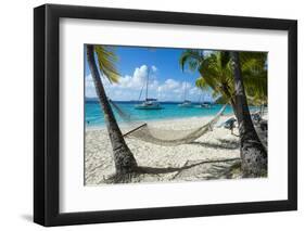 Hammock hanging on famous White Bay, Jost Van Dyke, British Virgin Islands, West Indies, Caribbean,-Michael Runkel-Framed Photographic Print