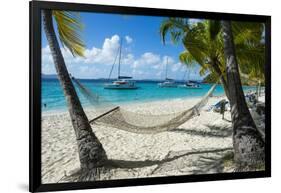 Hammock hanging on famous White Bay, Jost Van Dyke, British Virgin Islands, West Indies, Caribbean,-Michael Runkel-Framed Photographic Print