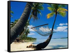 Hammock Hanging Seaside-Randy Faris-Framed Stretched Canvas