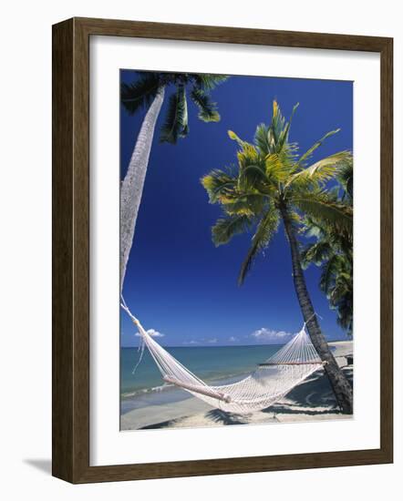 Hammock on Beach, Danarau, Viti Levu, Fiji-Neil Farrin-Framed Photographic Print