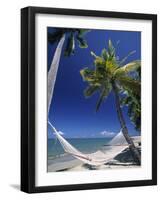 Hammock on Beach, Danarau, Viti Levu, Fiji-Neil Farrin-Framed Photographic Print