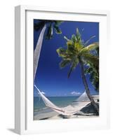 Hammock on Beach, Danarau, Viti Levu, Fiji-Neil Farrin-Framed Photographic Print