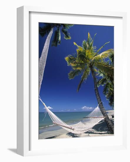 Hammock on Beach, Danarau, Viti Levu, Fiji-Neil Farrin-Framed Photographic Print