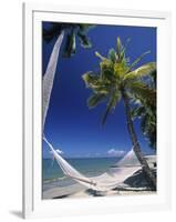 Hammock on Beach, Danarau, Viti Levu, Fiji-Neil Farrin-Framed Photographic Print