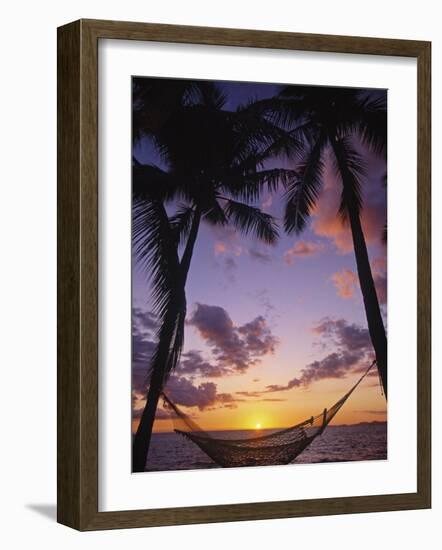 Hammock on Beach, Danarau, Viti Levu, Fiji-Neil Farrin-Framed Photographic Print