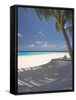 Hammock on Beach, Maldives, Indian Ocean, Asia-Sakis Papadopoulos-Framed Stretched Canvas