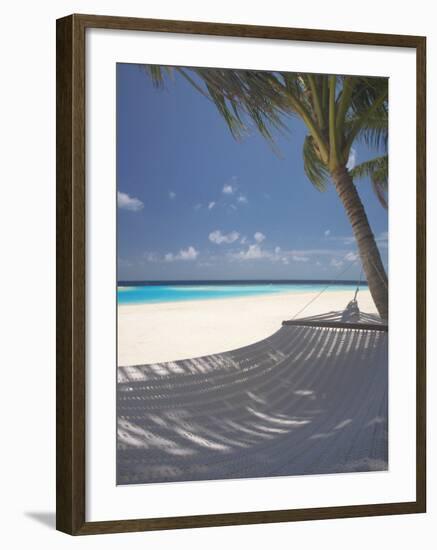 Hammock on Beach, Maldives, Indian Ocean, Asia-Sakis Papadopoulos-Framed Photographic Print