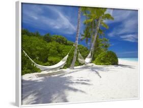 Hammock on Empty Tropical Beach, Maldives, Indian Ocean, Asia-Sakis Papadopoulos-Framed Photographic Print