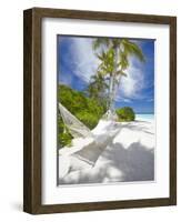 Hammock on Empty Tropical Beach, Maldives, Indian Ocean, Asia-null-Framed Photographic Print