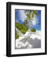 Hammock on Empty Tropical Beach, Maldives, Indian Ocean, Asia-null-Framed Photographic Print