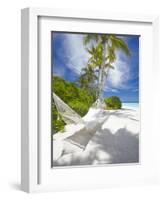 Hammock on Empty Tropical Beach, Maldives, Indian Ocean, Asia-null-Framed Photographic Print