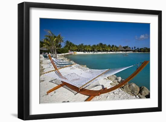 Hammock On Iguana Beach, Aruba-George Oze-Framed Photographic Print