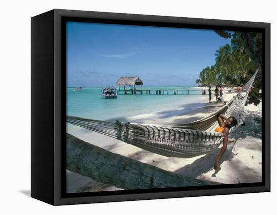 Hammock on the Beach, Tobago, West Indies, Caribbean, Central America-Adam Woolfitt-Framed Stretched Canvas