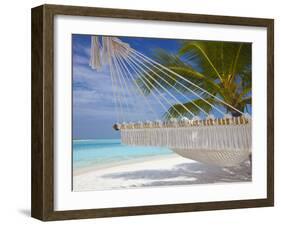 Hammock on Tropical Beach, Maldives, Indian Ocean, Asia-Sakis Papadopoulos-Framed Photographic Print