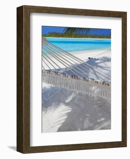 Hammock on Tropical Beach, Maldives, Indian Ocean, Asia-Sakis Papadopoulos-Framed Photographic Print