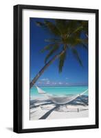 Hammock on Tropical Beach, Maldives, Indian Ocean, Asia-Sakis Papadopoulos-Framed Photographic Print