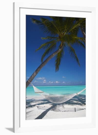 Hammock on Tropical Beach, Maldives, Indian Ocean, Asia-Sakis Papadopoulos-Framed Photographic Print