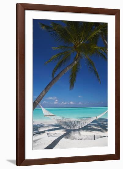 Hammock on Tropical Beach, Maldives, Indian Ocean, Asia-Sakis Papadopoulos-Framed Photographic Print