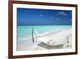 Hammock on Tropical Beach, Maldives, Indian Ocean, Asia-Sakis Papadopoulos-Framed Photographic Print