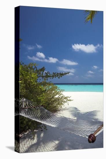 Hammock on Tropical Beach, Maldives, Indian Ocean, Asia-Sakis Papadopoulos-Stretched Canvas