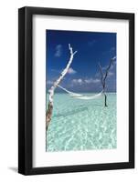 Hammock over the waters of a tropical lagoon, The Maldives, Indian Ocean, Asia-Sakis Papadopoulos-Framed Photographic Print