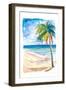 Hammock Palm Turquoise Sea At Lonely Caribbean Beach-M. Bleichner-Framed Art Print