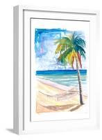 Hammock Palm Turquoise Sea At Lonely Caribbean Beach-M. Bleichner-Framed Art Print