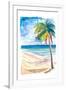 Hammock Palm Turquoise Sea At Lonely Caribbean Beach-M. Bleichner-Framed Art Print