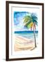 Hammock Palm Turquoise Sea At Lonely Caribbean Beach-M. Bleichner-Framed Art Print