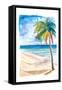 Hammock Palm Turquoise Sea At Lonely Caribbean Beach-M. Bleichner-Framed Stretched Canvas
