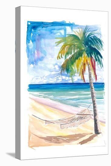 Hammock Palm Turquoise Sea At Lonely Caribbean Beach-M. Bleichner-Stretched Canvas