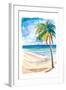 Hammock Palm Turquoise Sea At Lonely Caribbean Beach-M. Bleichner-Framed Art Print