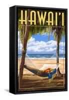 Hammock Scene - Hawaii-Lantern Press-Framed Stretched Canvas